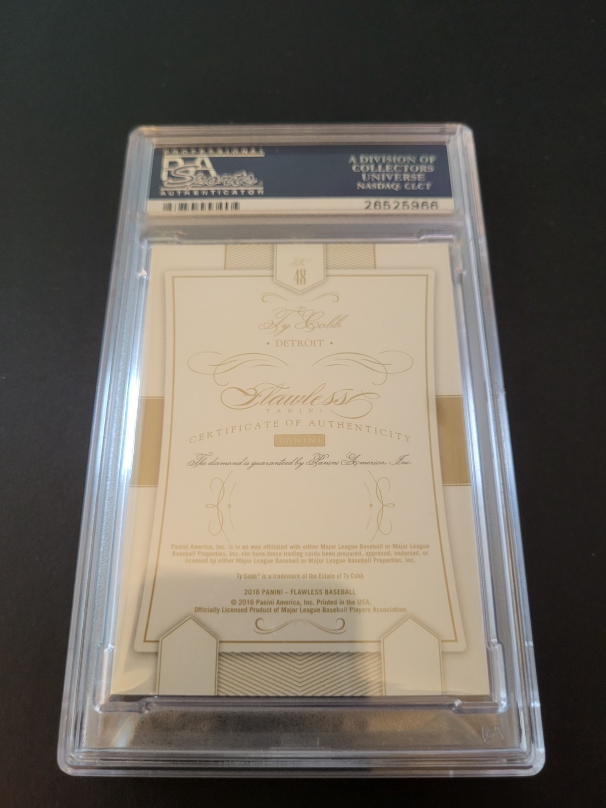 2016 Panini Flawless Ty Cobb Diamond /20 view 3