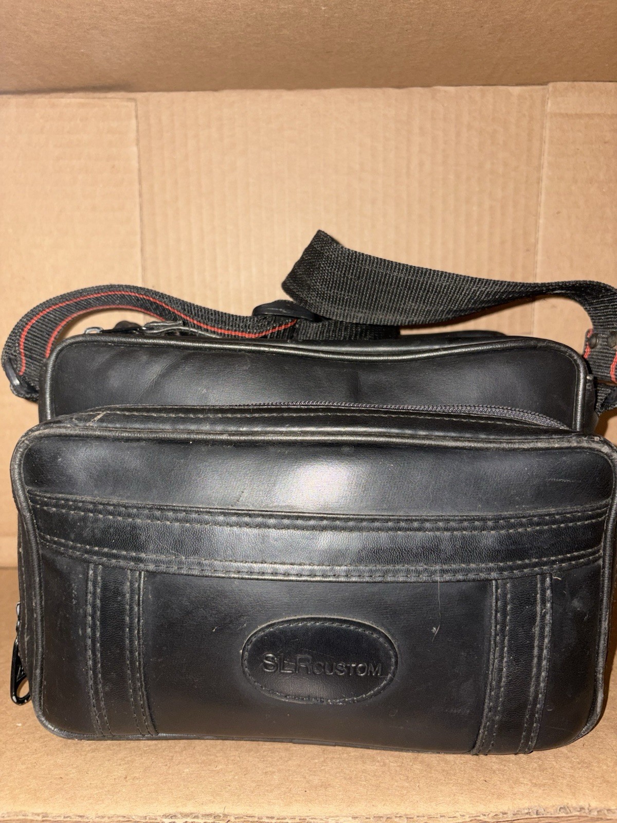 Vintage Camera Bag SLR Custom Leather Carrying Case W Strap *Some Wear PLS SEE