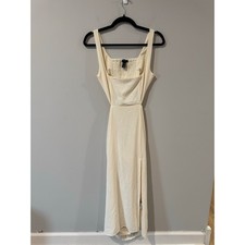 Forever 21 Off White Open Back Midi Dress Size M