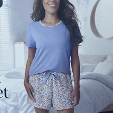 Lands End Womens Knit Short Pajama Set 2-Piece Size Small d0778