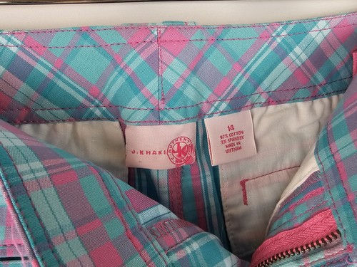 J Khaki JK Girl's Childs Pants Size 14 Blue & Pink Plaid - Picture 6 of 8