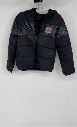 Nike Boys Black Air Jordan Long Sleeve Hooded Puffer Jacket Size M 10-12
