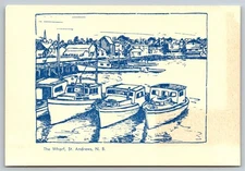 Canada New Brunswick Fishing Fleet Wharf St Andrews Art Sketch Postcard, G31