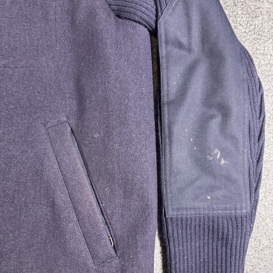 Vintage Gap Jacket Mens XL Navy Wool Full Zip Ribbed Sweater Pockets  - Image 3 of 4
