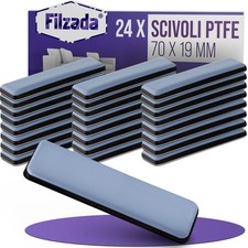 Filzada® 24x Piedini per mobili autoadesivo in Teflon 70 x 19 mm (quadrato)