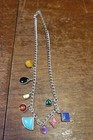 9" Chain W 9 Stone Sterling Silver Necklace W Sterling Silver Stone Charms