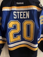 St. Louis Blues Home 50th Anniversary Reebok Edge 2.0 NHL Size 50 Steen Jersey 