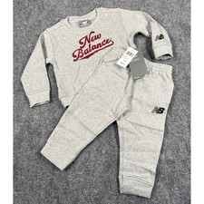 New Balance Boys 18 Month Gray 2PC Set Fleece Sweatshirt Jogger Pants Logo NWT