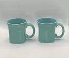 2 Fiesta Fiestaware HLC Turquoise Square Bottom 12 oz Coffee Mug Excellent