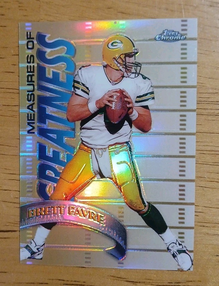 1998 Topps Chrome BRETT FAVRE REFRACTOR Measures of Greatness Parallel HOF