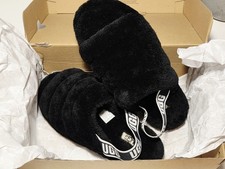 UGG Fluff Yeah Slingback Slippers Womens 8 Black Fur Sheepskin Casual Comfort