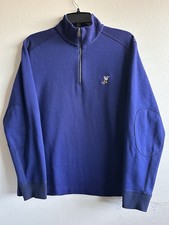 Polo Golf Ralph Lauren 1/4 Zip Sweater Embroidered Logo Size M Patched Sleeves