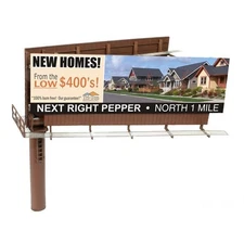 Atlas/BLMA Models N Scale Modern Dual-Sided Billboard Sign with Various Ads