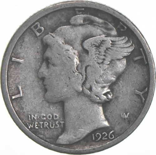VG+ 1926 Mercury 90% Silver Dime *5207