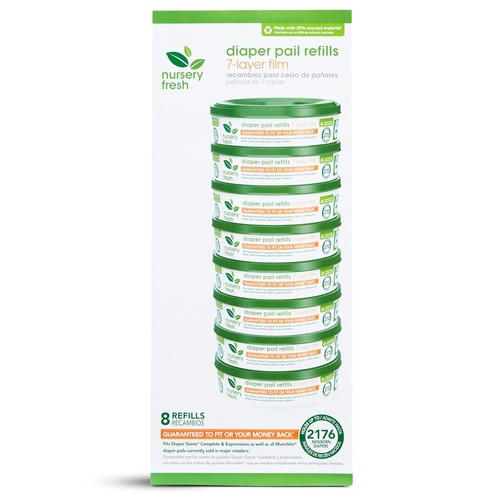 Efficient Diaper Genie Refill Rings - 8 Pack, Odor Control for 2,176 Diapers - Picture 4 of 8