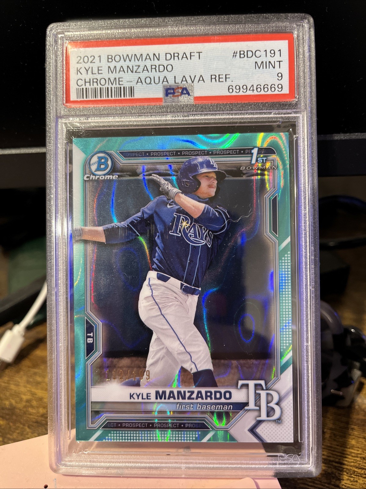 2021 Bowman Draft - Chrome Kyle Manzardo #BDC-191 Aqua Lava Refractor /199 (RC)