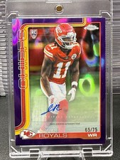 Jalen Royals Auto /75 2025 Topps Chrome Football Purple Refractor Parallel 65/75