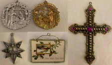 Christian Ornament Lot Nativity Jeweled Cross Star DaySpring Silent Night Plaque