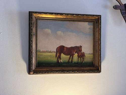 Vintage Oil Painting Of Horses ( Equestrian Interest ) Antique Style - Picture 2 of 24