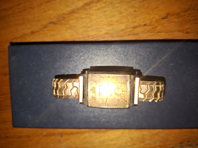 Men's Vintage Gruen Veri-Thin  Rectangle Manual Wind Gold Tone Bracelet