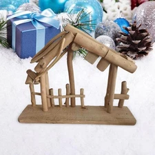 Christmas Decorations Manger Nativity Stable Collectable Sculpture Rustic