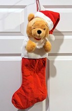 Vintage Holiday Disney Winnie The Pooh Plush Christmas Tree Stocking 3D Head