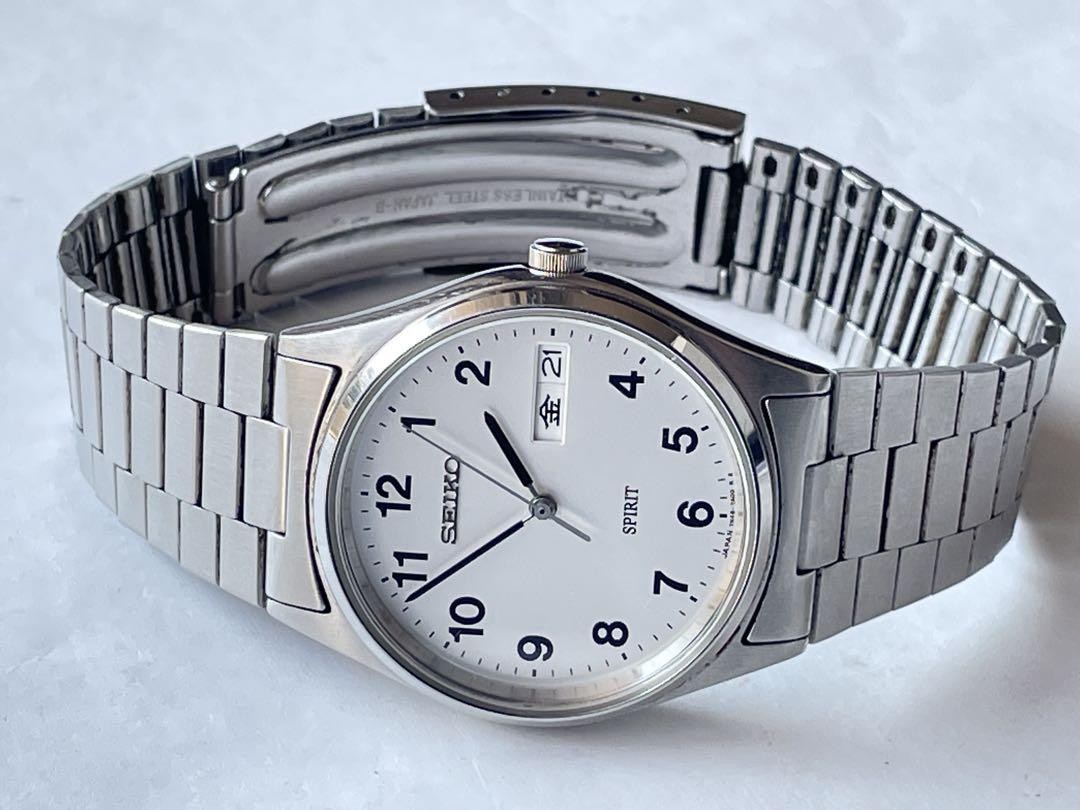 時計 SEIKO SPIRIT 7N48-7A00 MENS QUARTZ Vintage Seiko Spirit 7N48 7A00 White Dial Men Quartz Watch