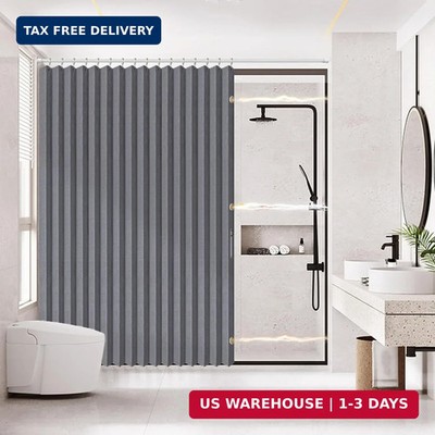 AJAZZ Magnetic Folding Shower Curtains Fabric Polyester Material Waterproof Show