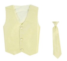 Vest and Clip On Boy Necktie set - YELLOW - 8/10