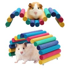 PIVBY 2PCS Wooden Hamster Bridge, 9.06*3.94 inch, 2 PCS, Colored wood