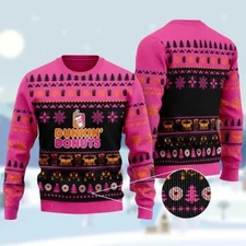 Dunkin Donuts Sweater, Coffee Addict Ugly Christmas Sweater