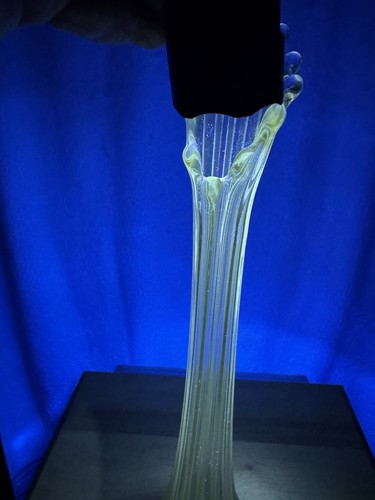 4216 Clear EAPG Pressed Glass Swung 12 Finger Vase Glows Under 365nm Blacklight - Picture 7 of 7