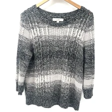 LOFT Sweater Womens XL Gray Pullover Wool Rabbit Hair Blend Chunky Knit