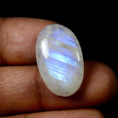 Blue Flash Rainbow Moonstone Cabochon Oval Shape Natural Gemstone 16 Cts #11783