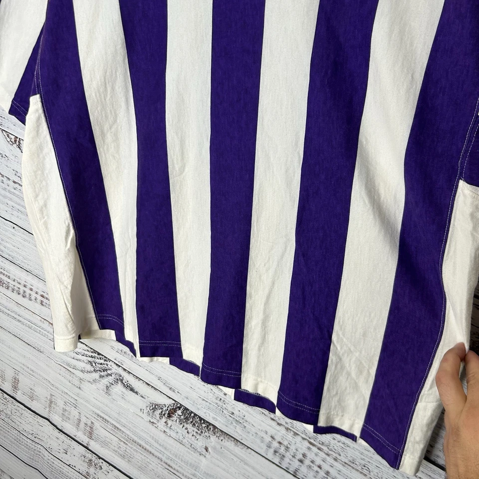 Camiseta retro vintage años 90 ESPRIT a rayas púrpura blanco calce cuadrado para hombre mediana Foto 3 de 4