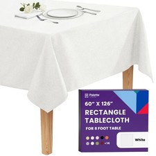 Gee Di Moda 60x126 White Tablecloth Rectangle Polyester 8ft Table Heavy Duty