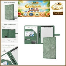 Clipboard Folder Padfolio A4 Faux Leather Writing Portfolio Metal Clip Pen Loop