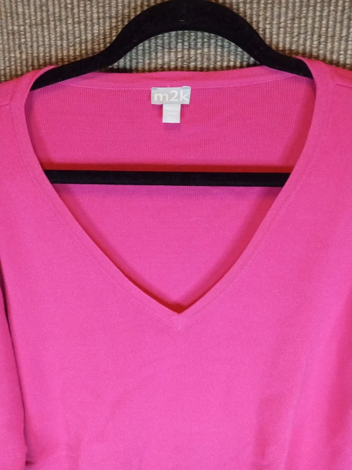 Nueva Camisa Pullover M2k Rosa Cuello en V Manga Larga Talla 3XL. T15 Foto 3 de 4