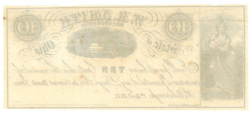 1853 W.R. Smith, Hillsborough, Ohio 10c Obsolete Scrip UNL (62280) - Picture 2 of 2