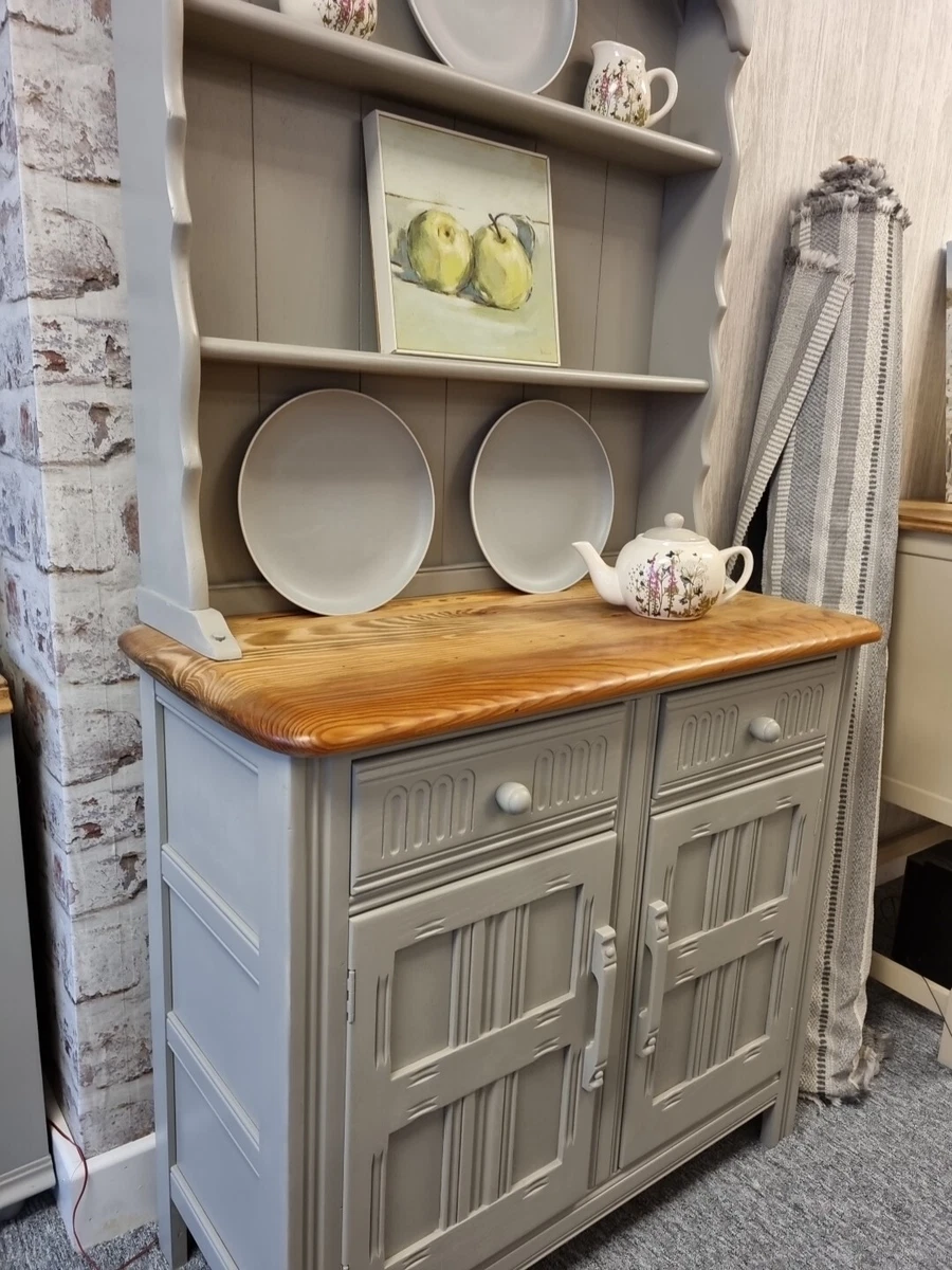 WELSH DRESSER SOLID OAK 3FT WIDE FINISHED IN LAURA ASHLEY FRENCH GREY
