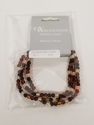 Foster Grant Neutral Earth Tone Beads Chain Eyewear Eye Glass HOLDER/Lanyard