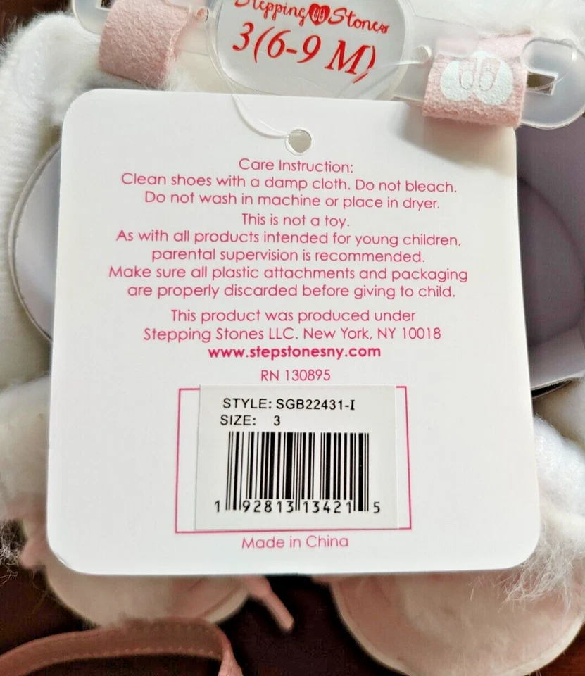 Botines Stepping Stones Bebé Niña-Blanco con Rosa-Talla 3(6-9 Meses)-Nuevos con Etiquetas Foto 3 de 4