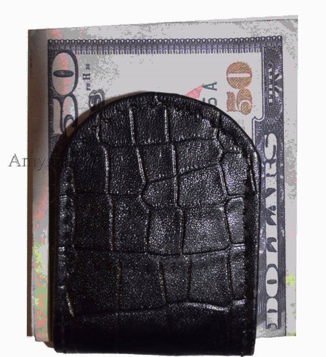 Clip para dinero, piel de cocodrilo impresa cuero clip para dinero soporte para moneda nuevo - Imagen 14 de 48
