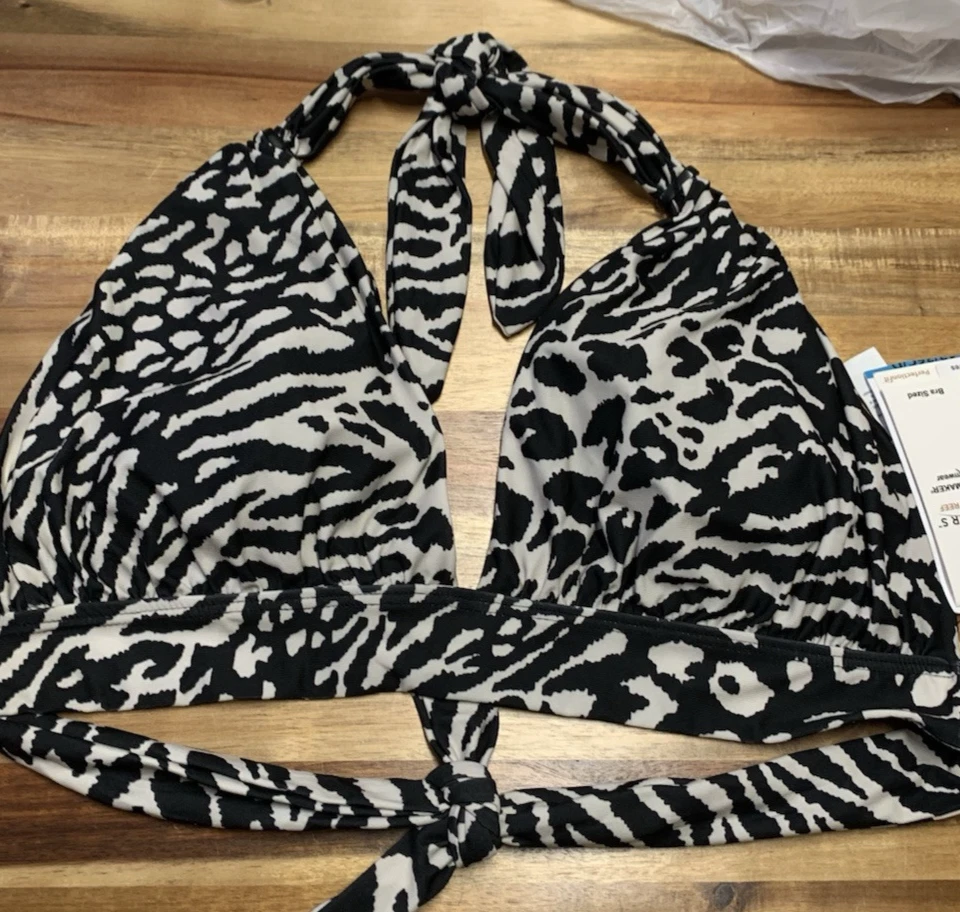 Top de bikini Coco Reef talla 12 contornos Athena drapeado negro NUEVO Foto 2 de 4