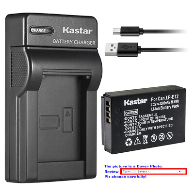 Kastar Battery Slim USB Charger for Canon LP-E12 LC-E12 & Canon EOS M100 Camera