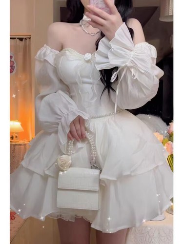 Girls Princess A-Line Dress Puff Sleeve Party Sweet Cute Japanese Fairy Dress - Bild 3 von 6