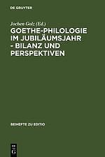 Thumbnail - Goethe-philologie Jubiläumsjahr - Bilanz Und Perspektiven | Buch |