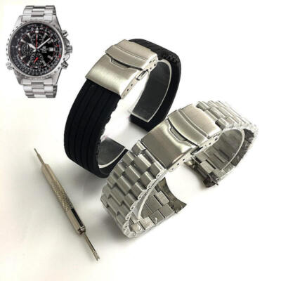 Steel Rubber Replacement Watch Band Fits Casio Edifice EF-527 EF527D-1AV 5AV 7AV