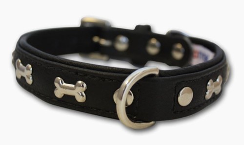 Engel Echtleder Hundehalsband Metallknochen Größe 14" - 26" Edelstahl Hardware - Bild 3 von 9