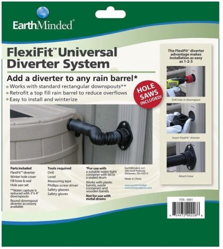 Rain Barrel Downspout Diverter Kit for 2x3 and 3x4 Downspouts (with Hole Saw)NEW